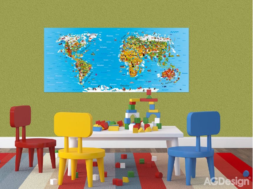 Vliesová obrazová tapeta FTN H 2731, Mapa Světa, 202 x 90 cm, AG Design