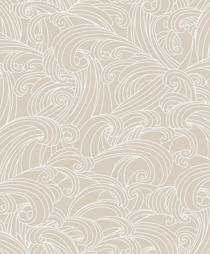 Béžová vliesová tapeta na zeď, mořské vlny, M62907, Elegance, Ugepa