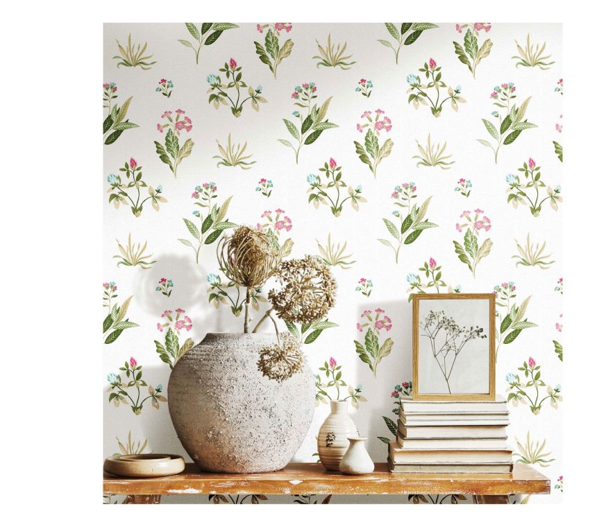 Bílá vliesová tapeta na zeď s květinovým vzorem, 84011, Blooming Garden, Cristiana Masi by Parato