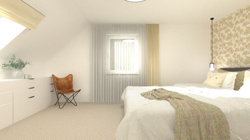 Obrázek - Vizualizace ložnice s luxusní vliesovou tapetou