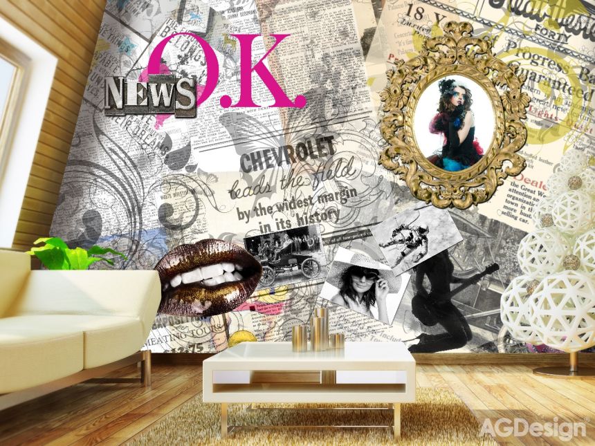 Fototapeta na zeď FTN XXL 0305, Koláž z novin, 360 x 270 cm, AG Design
