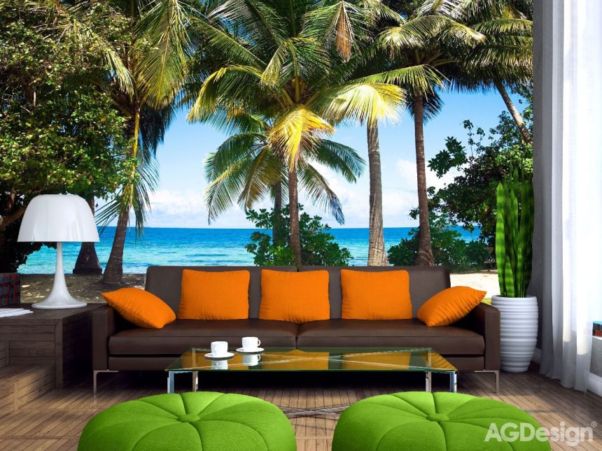 Vliesová obrazová tapeta/fototapeta FTN XXL 0384, Podzim, Palmy, Moře, 360 x 270 cm, AG Design