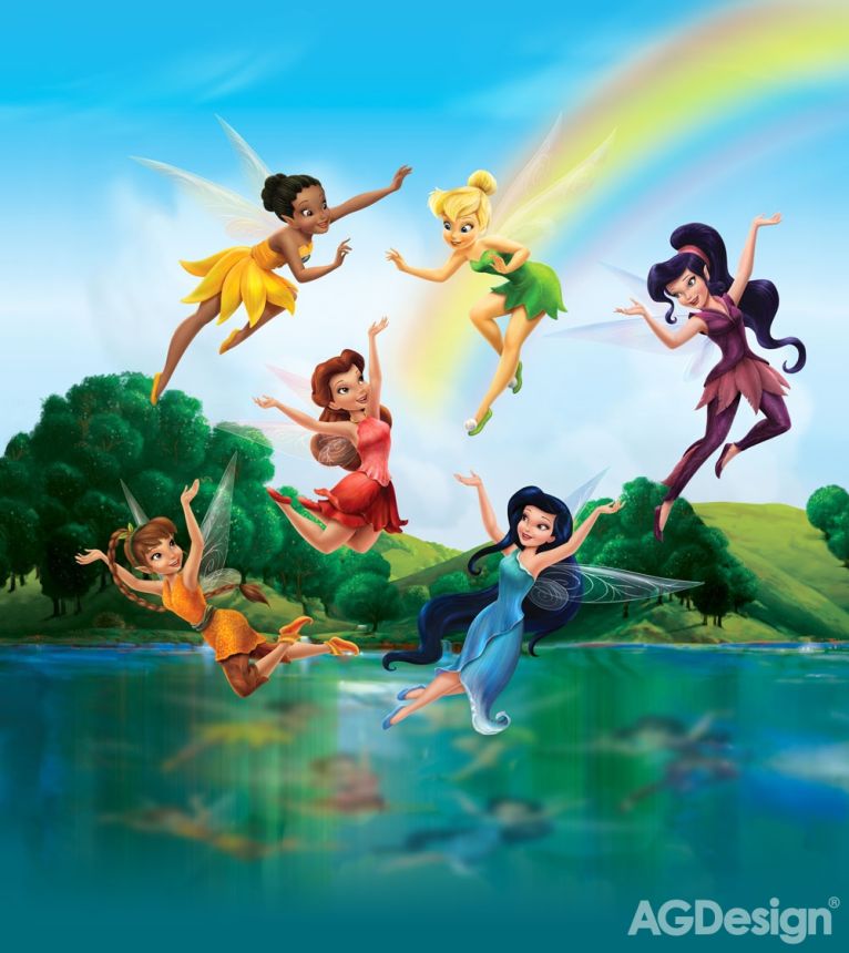 Dětská vliesová fototapeta na zeď - FTDN XL 5130, Disney, Víly u duhy, 180 x 202 cm, AG Design