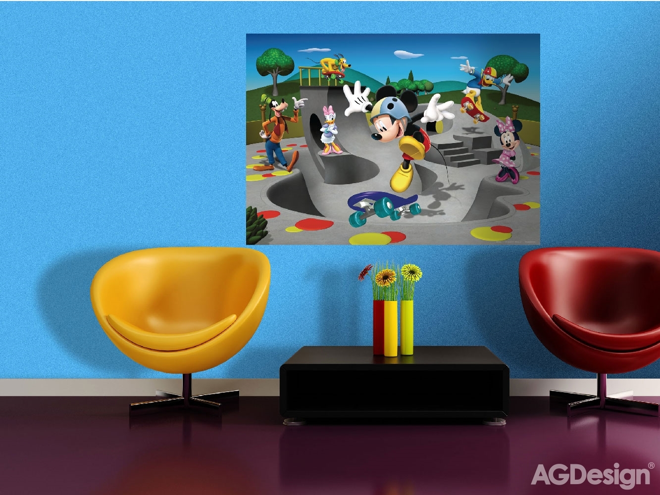 Dětská vliesová fototapeta na zeď - FTDN M 5229, Disney, Mickey Freestyle, 155 x 110 cm, AG Design