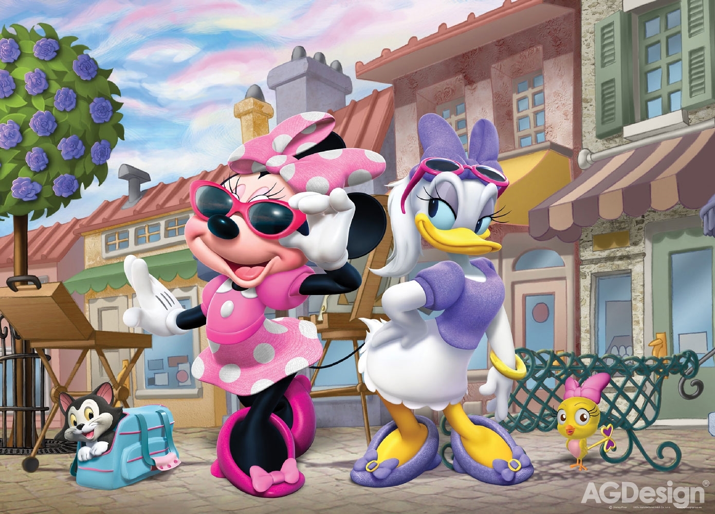 Dětská vliesová fototapeta na zeď - FTDN M 5228, Disney, Minnie a Daisy, 155 x 110 cm, AG Design