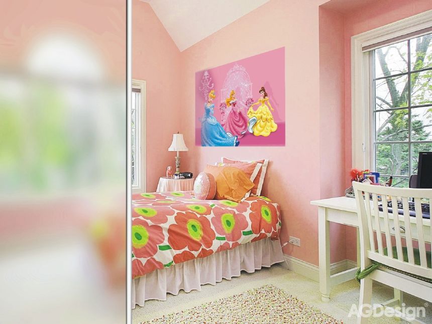 Dětská vliesová fototapeta na zeď - FTDN M 5206, Disney, Princezny v růžovém zámku, 160 x 110 cm, AG Design 