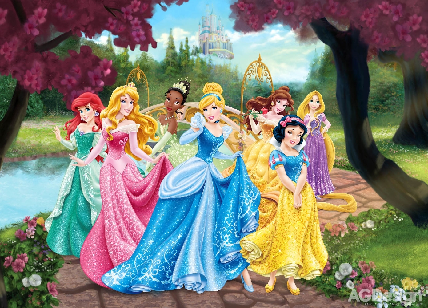 Dětská vliesová fototapeta na zeď -  FTDN M 5217, Disney, Princezny, 155 x 110 cm, AG Design