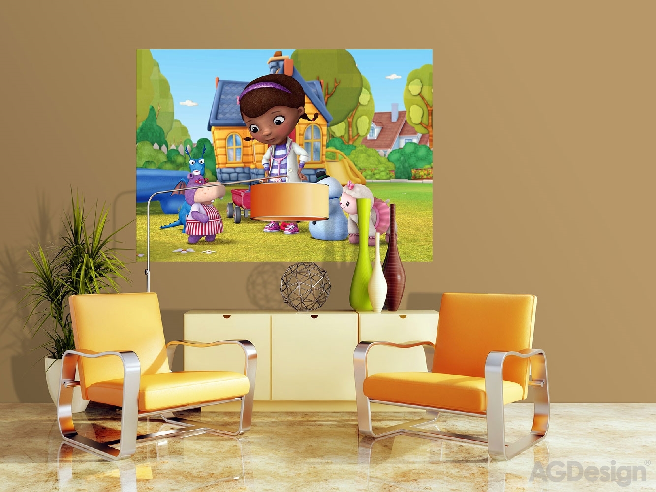 Dětská vliesová fototapeta na zeď - FTDN M 5236, Disney, Doktorka Plyšáková, 155 x 110 cm, AG Design