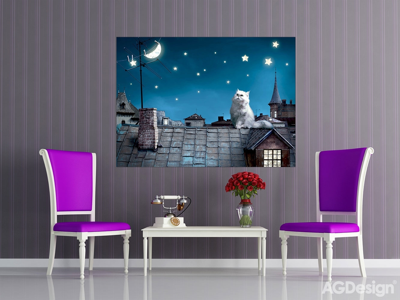 Fototapeta na zeď FTN M 2606, Kočka na střeše, 155 x 110 cm, AG Design