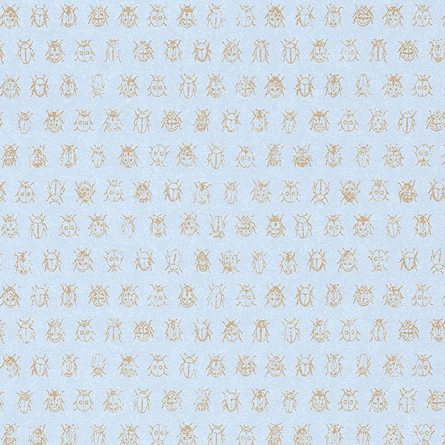 Světle modrá vliesová tapeta se zlatými brouky 375035, Pip Studio 4, Eijffinger