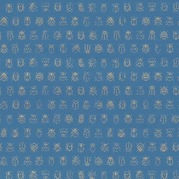 Modrá vliesová tapeta se zlatými brouky 375036, Pip Studio 4, Eijffinger