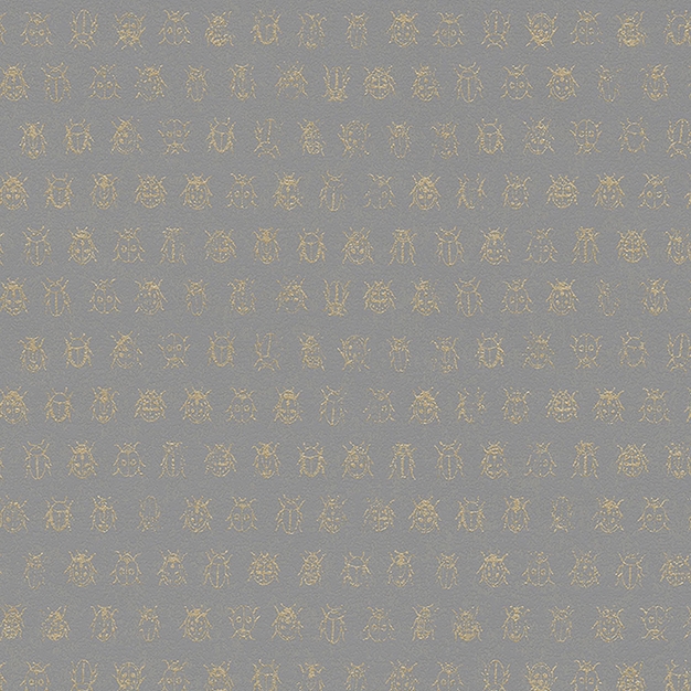 Šedá vliesová tapeta se zlatými brouky 375037, Pip Studio 4, Eijffinger