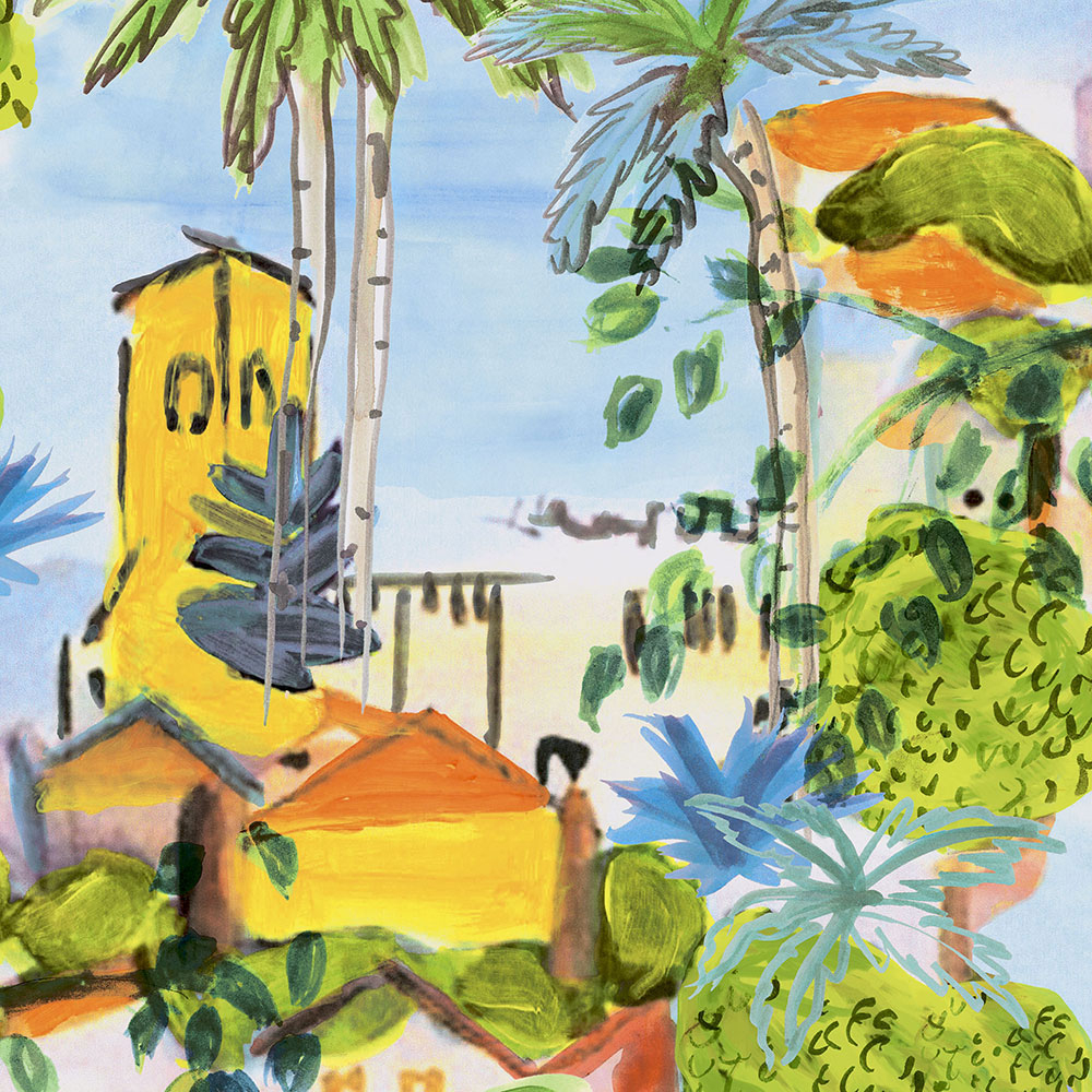 Vliesová tapeta Moře, palmy, Riviéra BR24040, Breeze, Decoprint