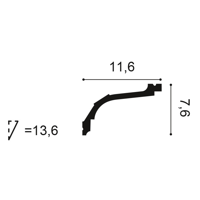 Luxusní lišta 200 x 11,6 x 7,6 cm Flex C220F, Purotouch, Orac Decor