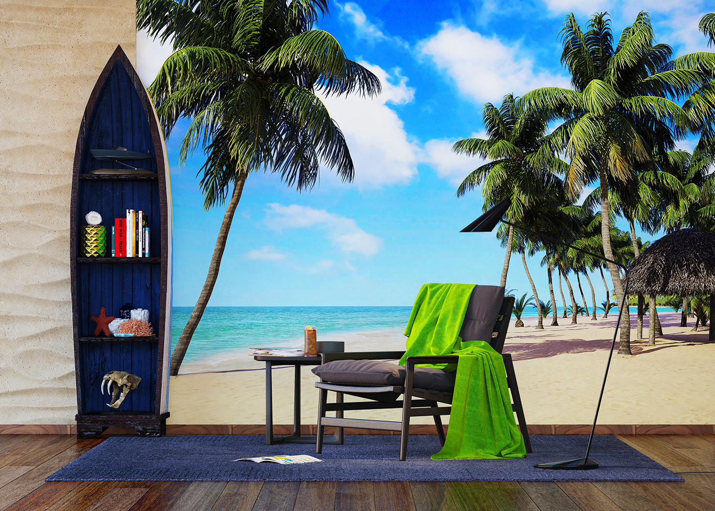 Fototapeta na zeď FTN XXL 1234, Palmy, Moře, Pláž, 360 x 270 cm, AG Design