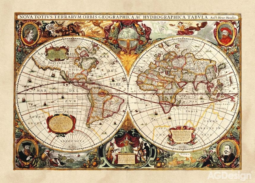 Vliesová obrazová tapeta FTN M 2630, Mapa Světa, 160 x 110 cm, AG Design