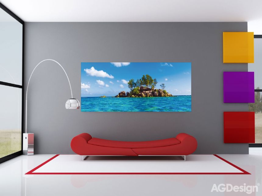Fototapeta na zeď - Moře, ostrov, palmy -  FTN H 2727, Island, Ostrov v moři, 202 x 90 cm, AG Design 