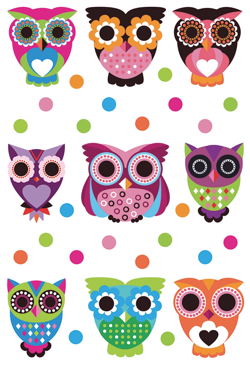 Samolepka / samolepící dekorace na zeď SM 3437, Sovičky, AG Design