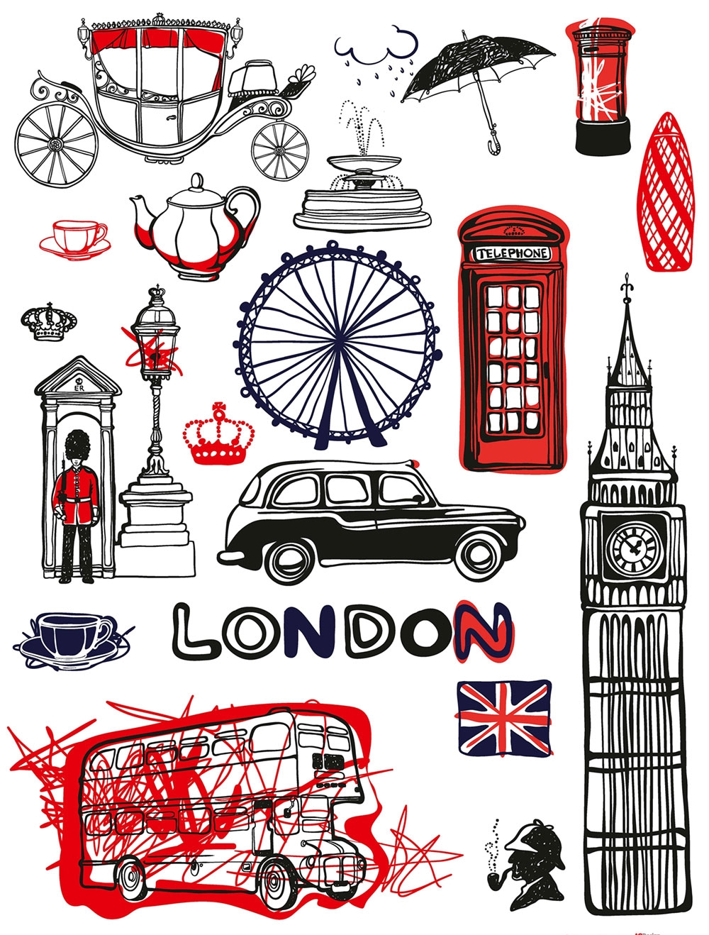 Samolepka / samolepící dekorace na zeď F 1038, Londýn, AG Design