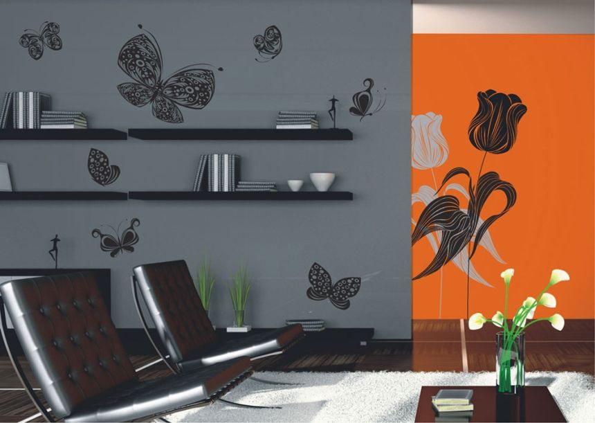Samolepka / samolepící dekorace na zeď F 0459, Černí motýli, AG Design