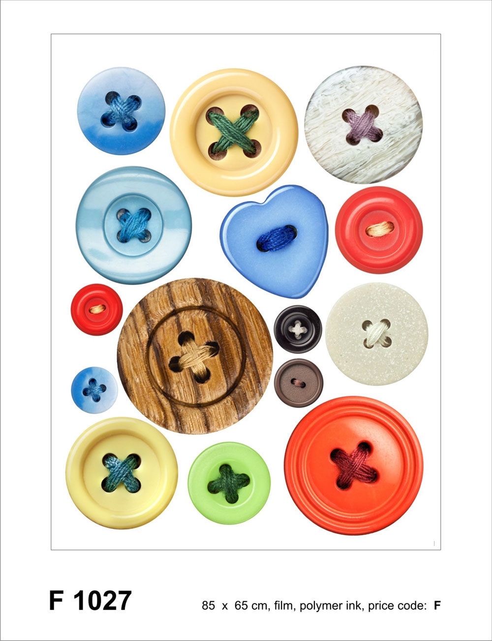 Samolepka / samolepící dekorace na zeď F 1027, Knoflíky, AG Design