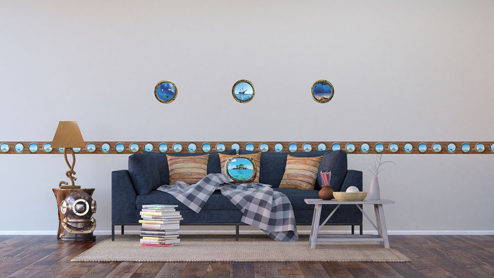 Samolepka / samolepící dekorace na zeď F 1032, Lodní okna, AG Design