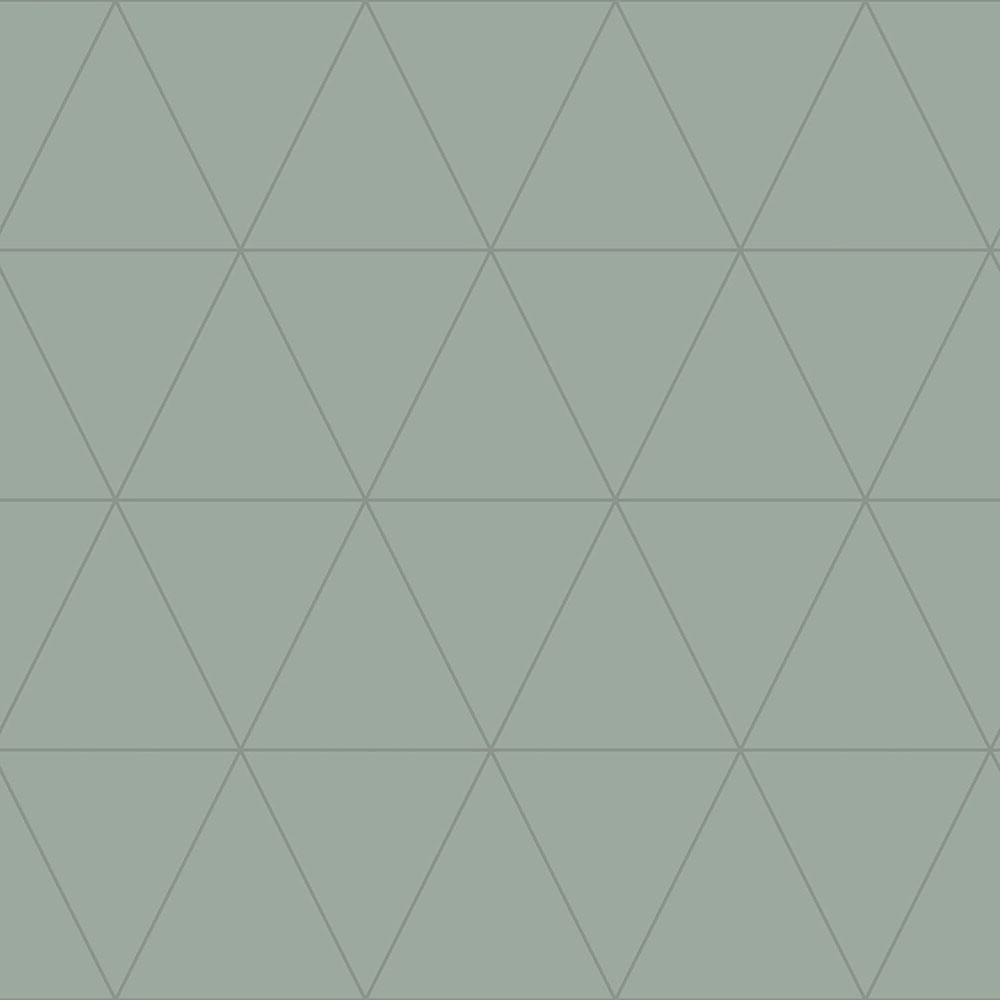 Zelená vliesová tapeta, metalické obrysy trojúhelníků 347714, City Chic, Origin