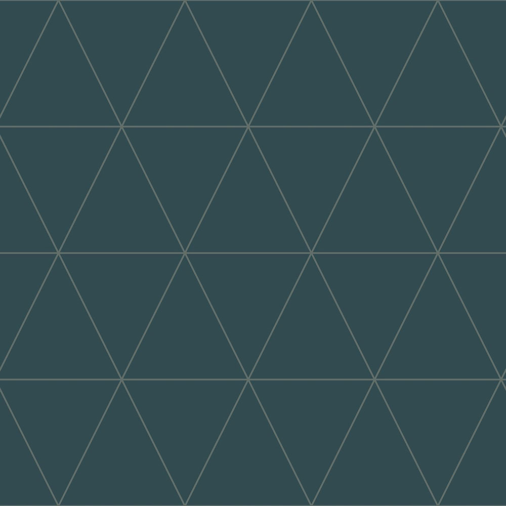 Modrá vliesová tapeta, metalické obrysy trojúhelníků 347715, City Chic, Origin 