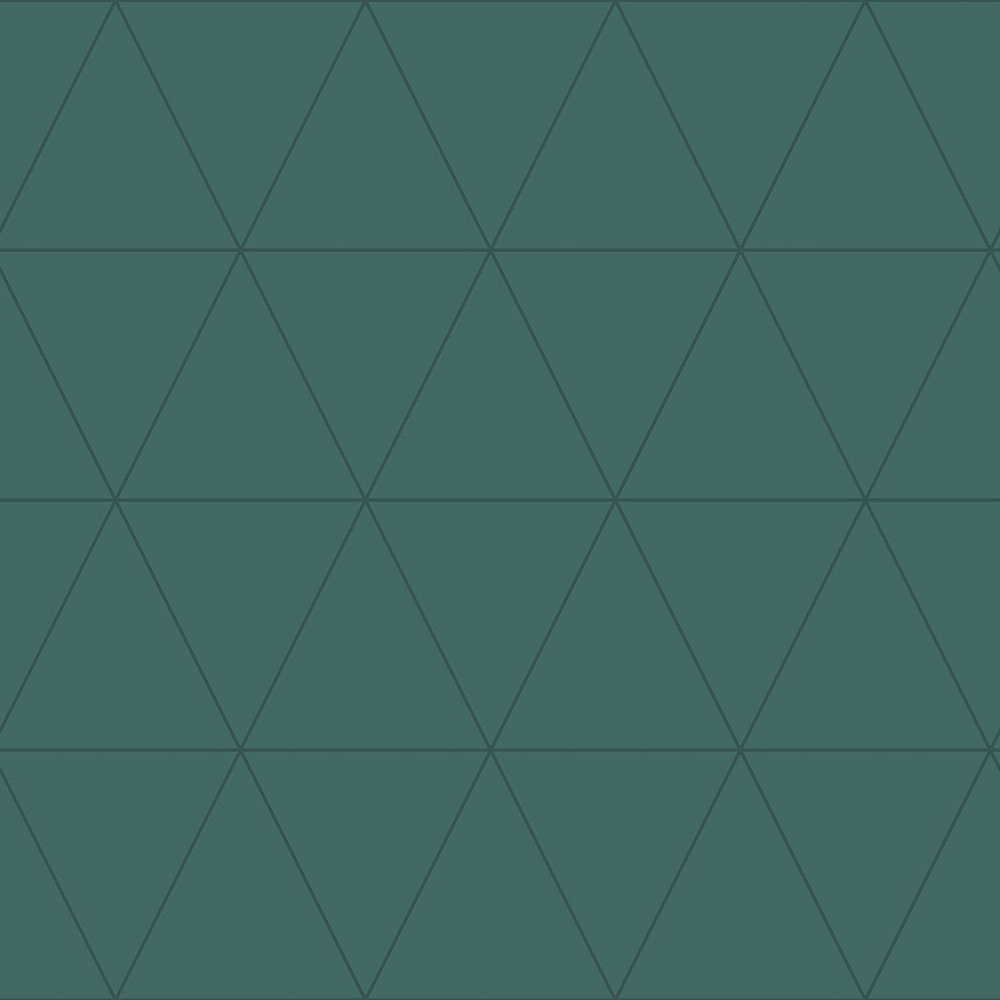 Zelená vliesová tapeta, metalické obrysy trojúhelníků 347717, City Chic, Origin