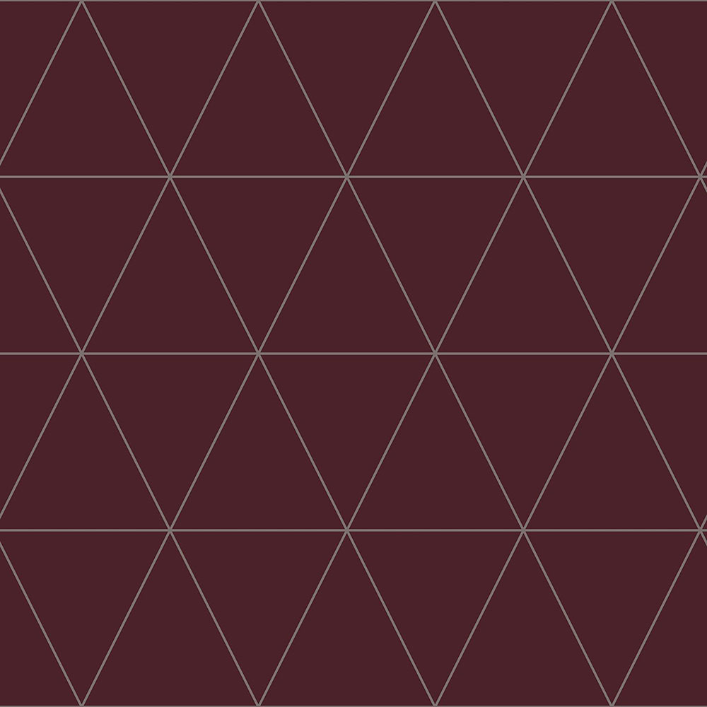 Vínová vliesová tapeta, stříbrné obrysy trojúhelníků 347718, City Chic, Origin 