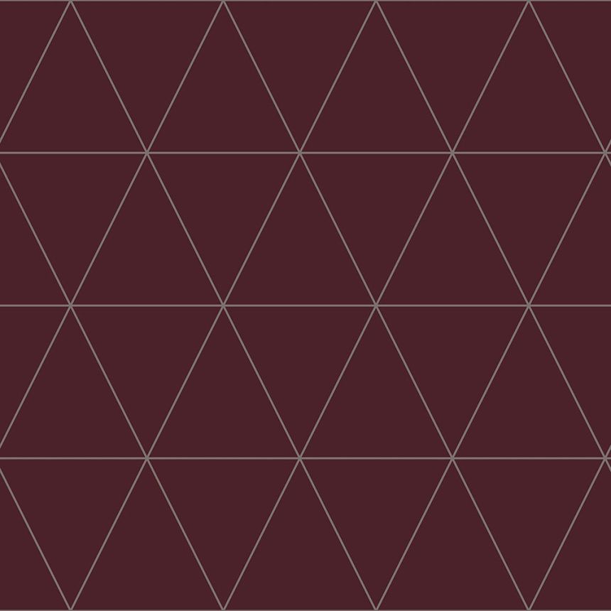 Vínová vliesová tapeta, stříbrné obrysy trojúhelníků 347718, City Chic, Origin 