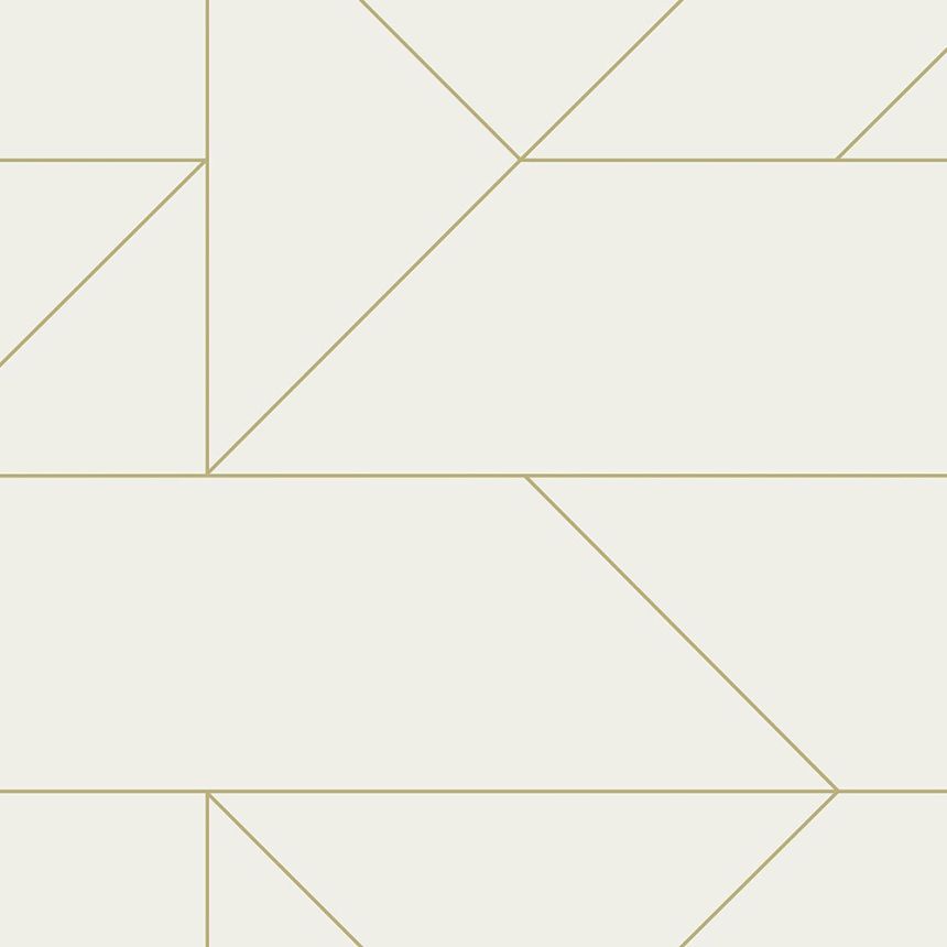 Krémová geometrická vliesová tapeta na zeď, zlaté linie 347720, City Chic, Origin 