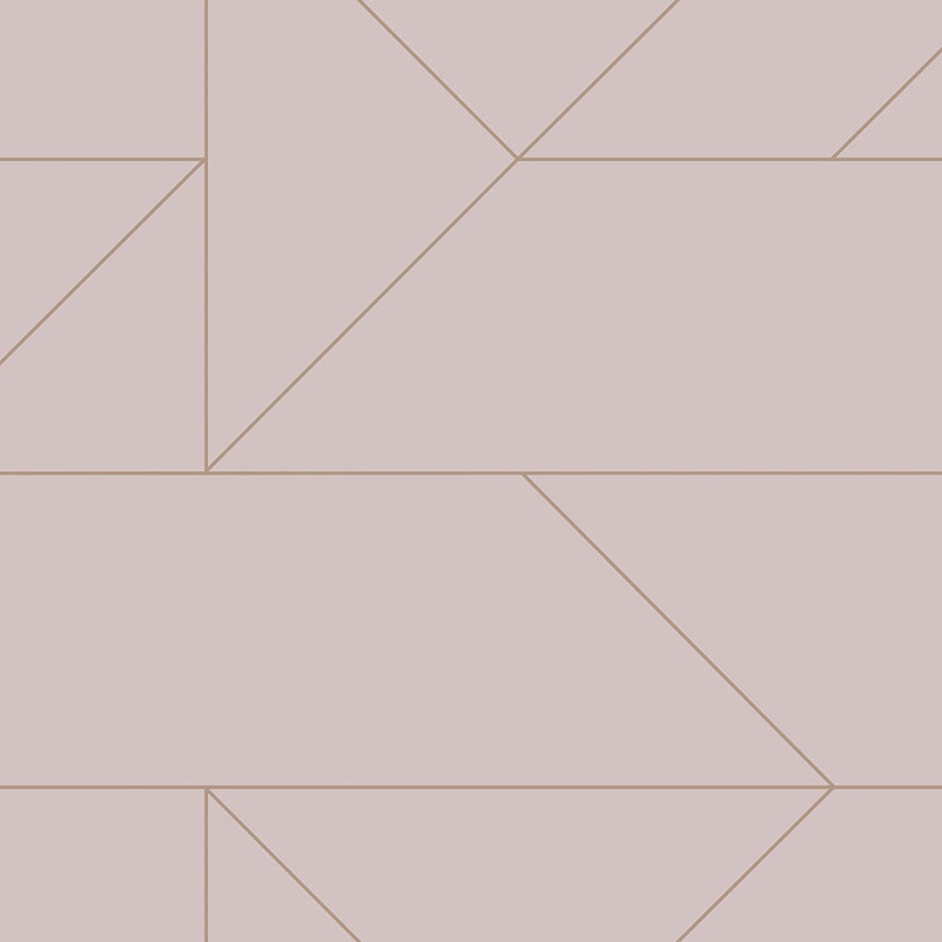 Starorůžová geometrická vliesová tapeta, metalické linie 347721, City Chic, Origin 
