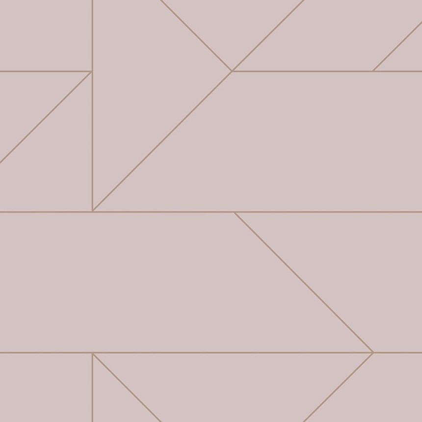 Starorůžová geometrická vliesová tapeta, metalické linie 347721, City Chic, Origin 