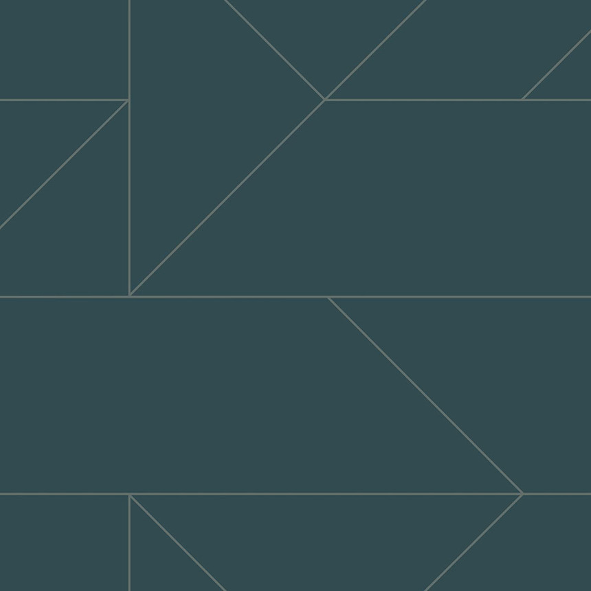 Modrá geometrická vliesová tapeta, metalické linie 347725, City Chic, Origin 