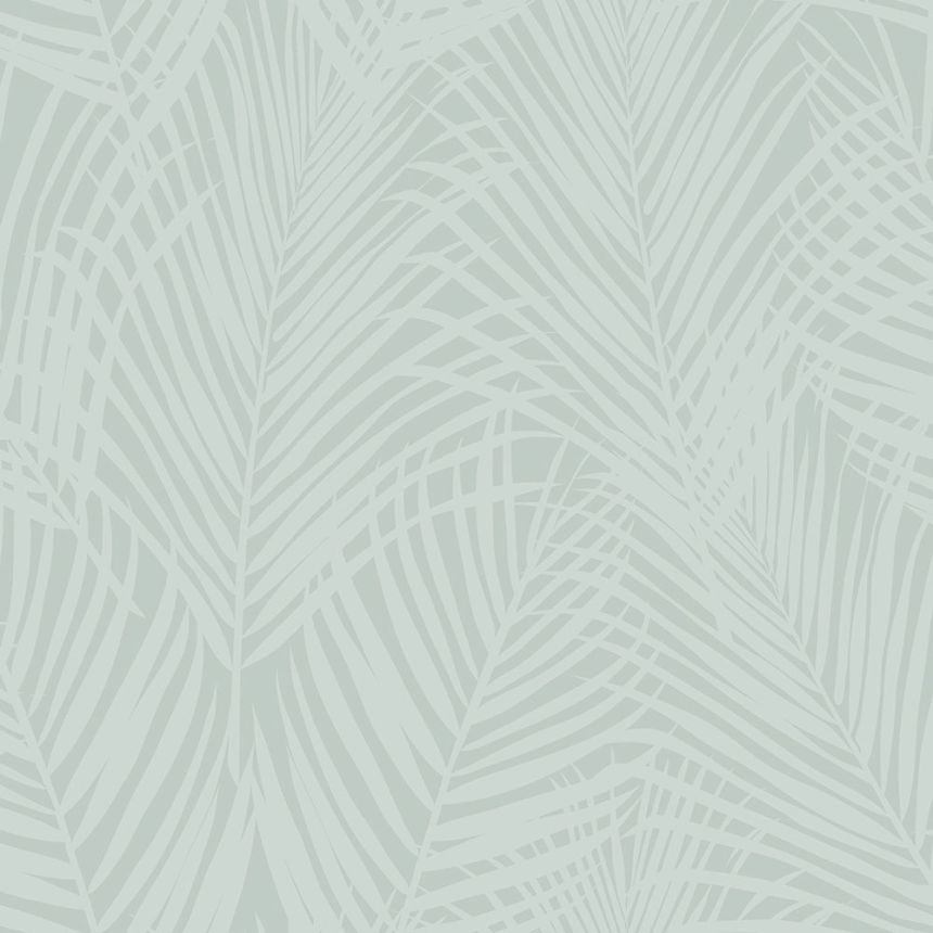 Metalická stříbrná vliesová tapeta, zelené palmové listy 347742, City Chic, Origin 