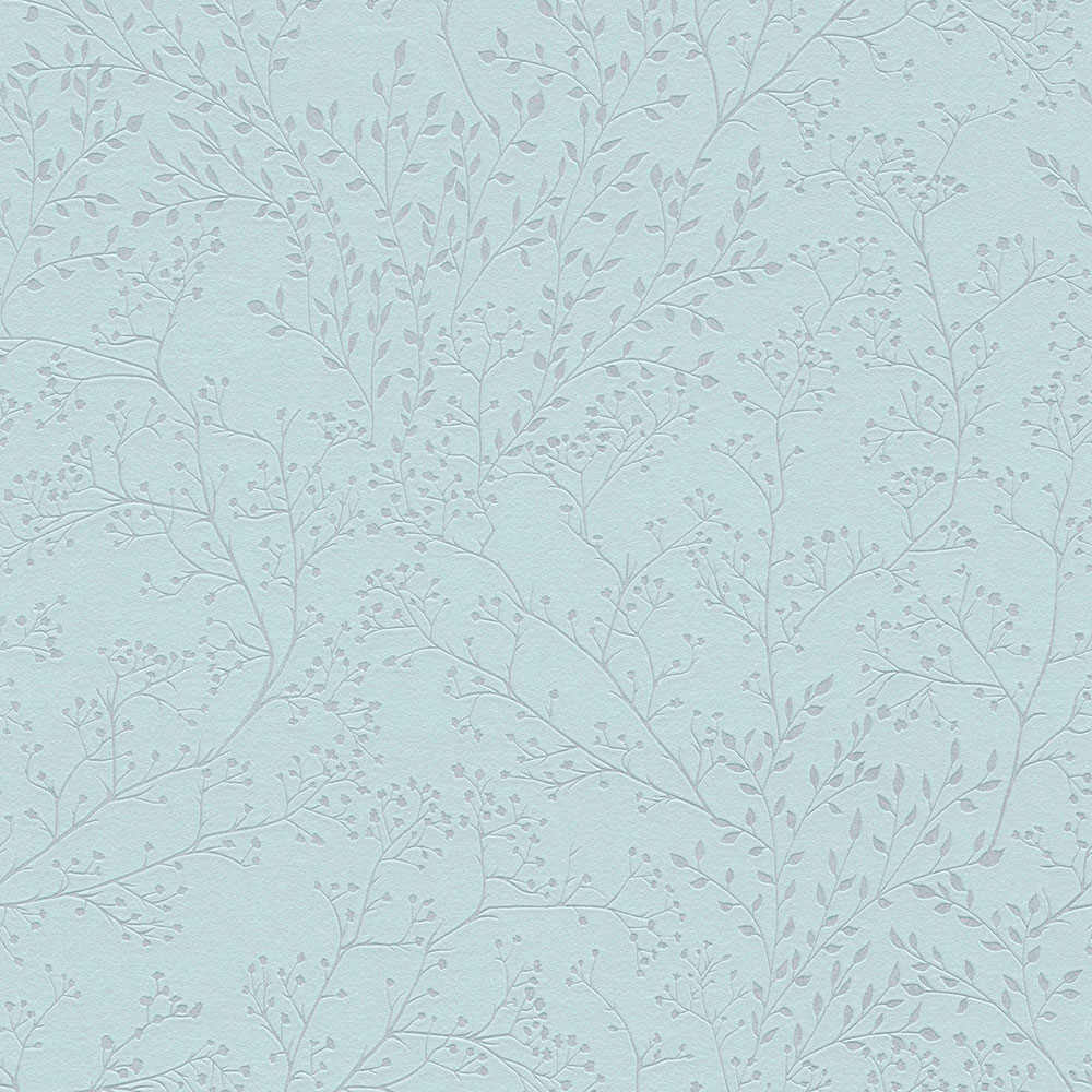 Tyrkysová vliesová tapeta se stříbrnými větvičkami 38100-3, Dimex 2023, AS Creation
