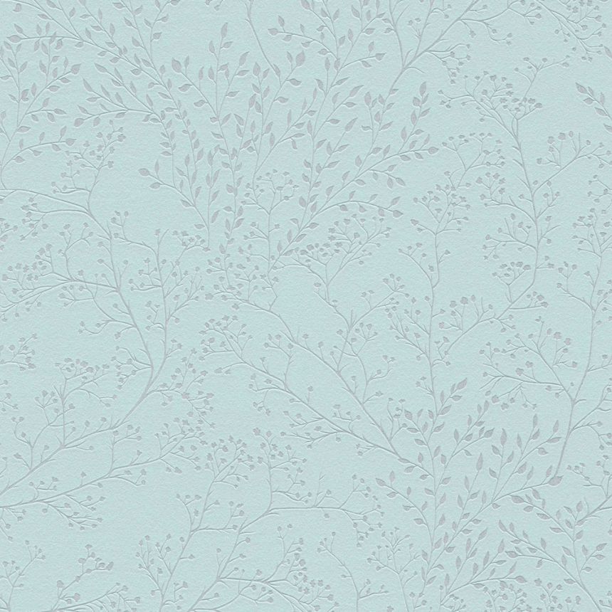 Tyrkysová vliesová tapeta se stříbrnými větvičkami 38100-3, Dimex 2023, AS Creation