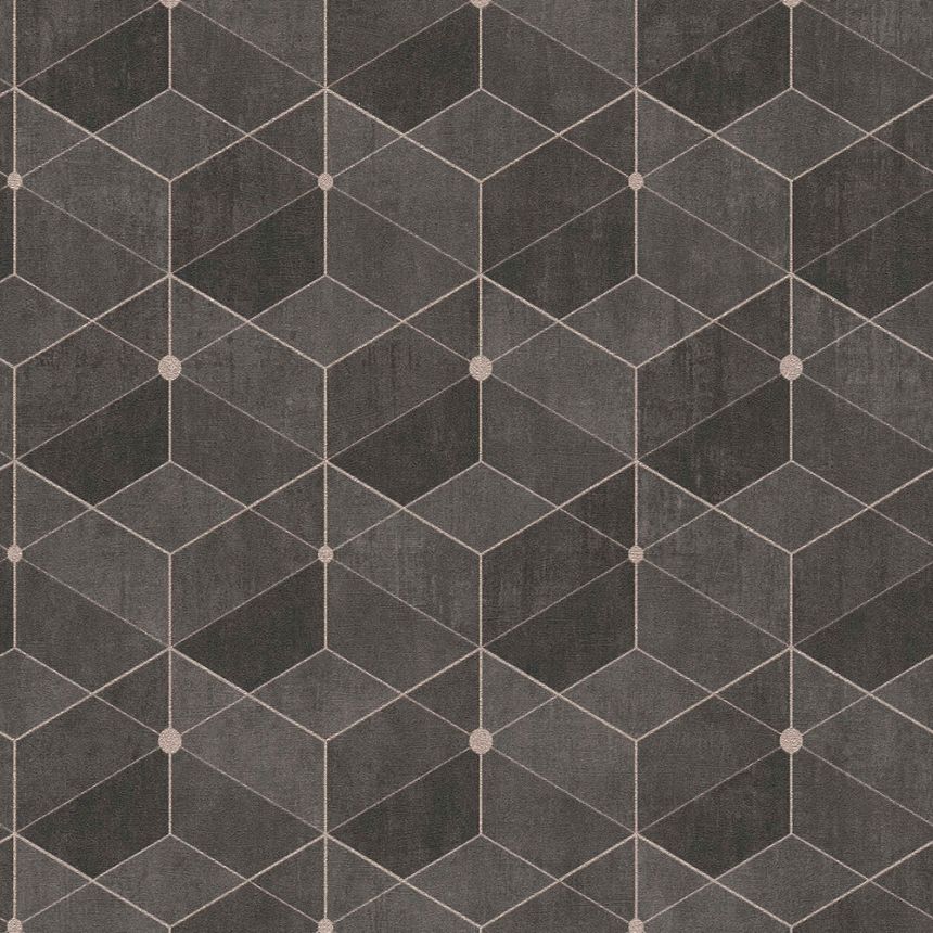 Hnědozlatá geometrická vliesová tapeta 38202-4, Dimex 2023, AS Creation