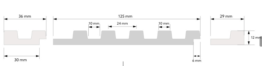 Zakončovací profil pravý k dekoračním lamelám - dekor šedý dub - L0103R, 270 x 1,2 x 2,3 cm, Mardom Lamelli