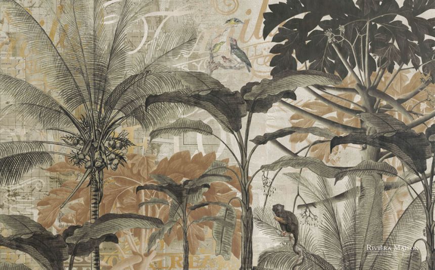 Vliesová obrazová tapeta s palmami a opicemi 300394, 450x280cm, Rivièra Maison 3, BN Walls 