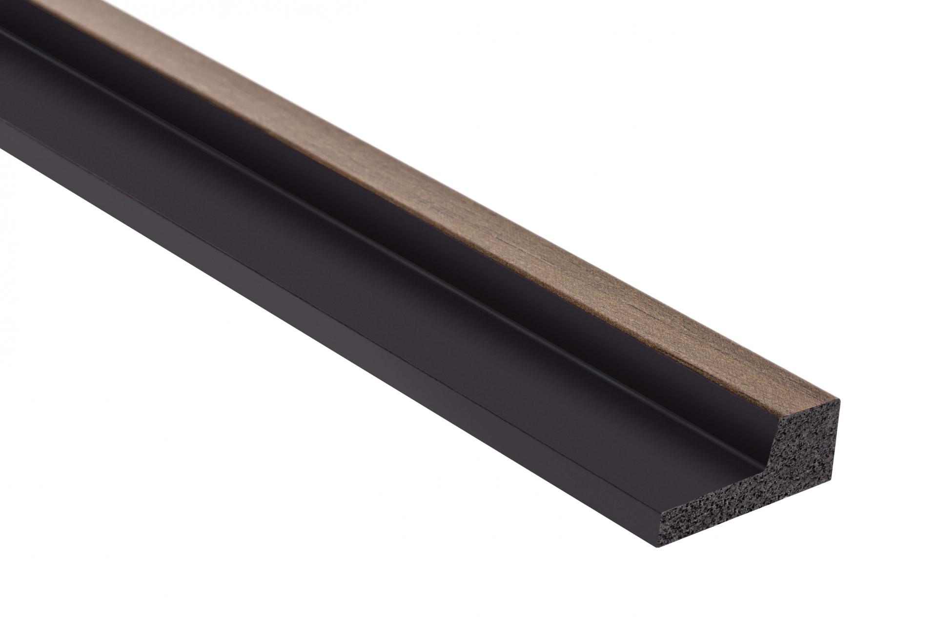 Zakončovací profil pravý k dekoračním lamelám - dekor tmavý dub - L0104RT, 200 x 1,2 x 2,3 cm, Mardom Lamelli
