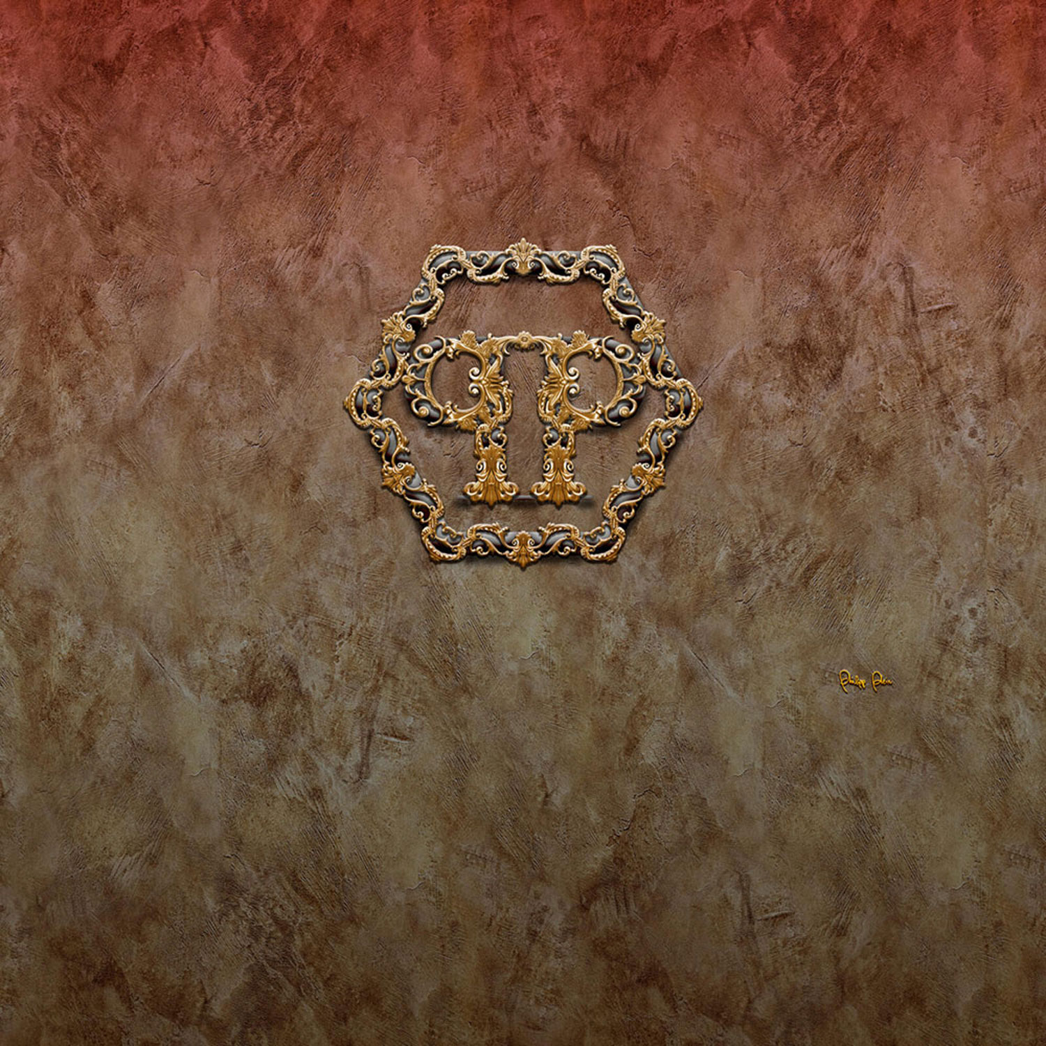 Obrazová vliesová tapeta hnědo-červený beton Z80071 Philipp Plein, Zambaiti Parati