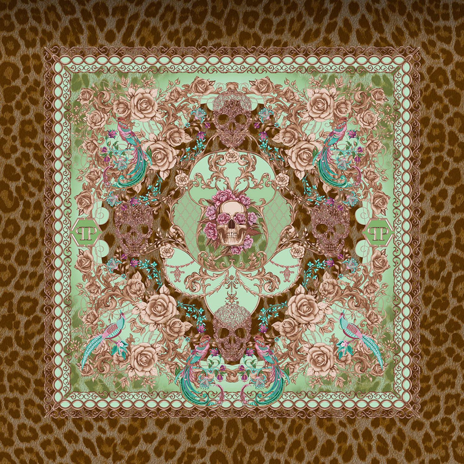 Květinová obrazová vliesová tapeta s lebkami  Z80082 Philipp Plein, Zambaiti Parati