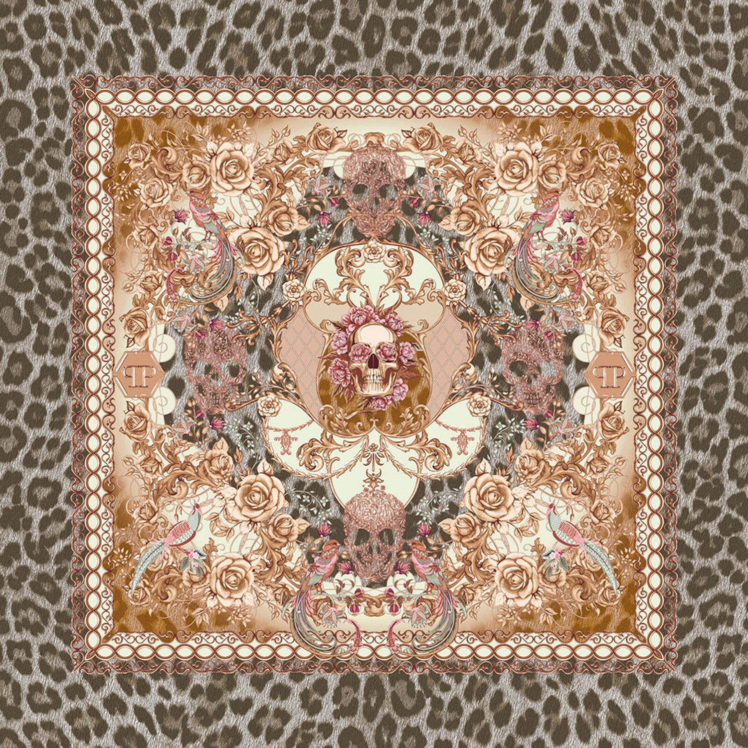 Květinová obrazová vliesová tapeta s lebkami  Z80083 Philipp Plein, Zambaiti Parati