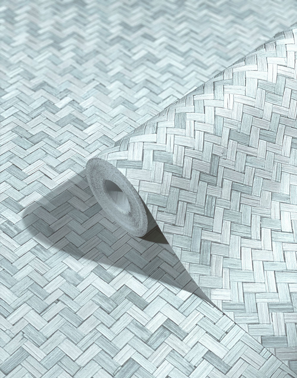 Luxusní šedo-modrá vliesová tapeta na zeď, imitace rohože 33312, Botanica, Marburg 