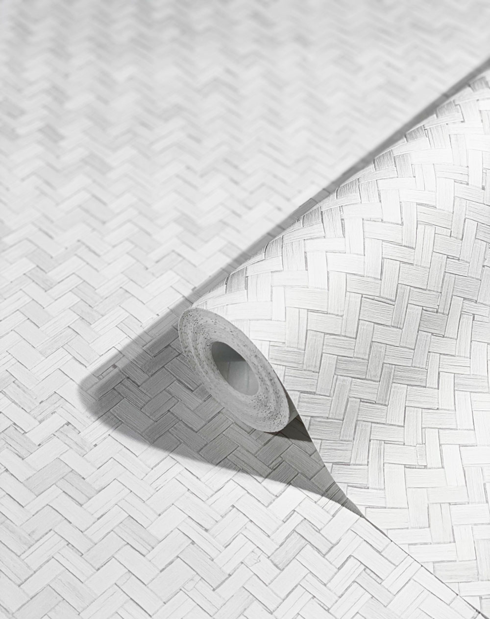 Luxusní šedo-bílá vliesová tapeta na zeď, imitace rohože 33315, Botanica, Marburg 