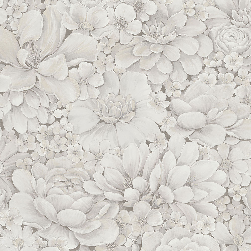 Luxusní šedo-béžová vliesová tapeta s květinami 33951, Botanica, Marburg 