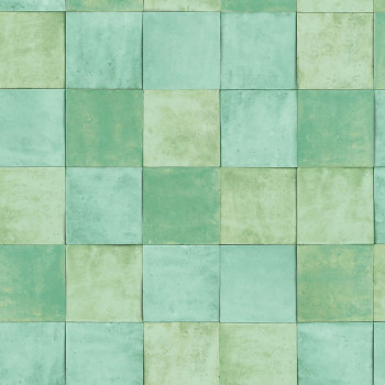 Zelená geometrická vliesová tapeta s vinylovým povrchem 45723 Zellige, Marburg