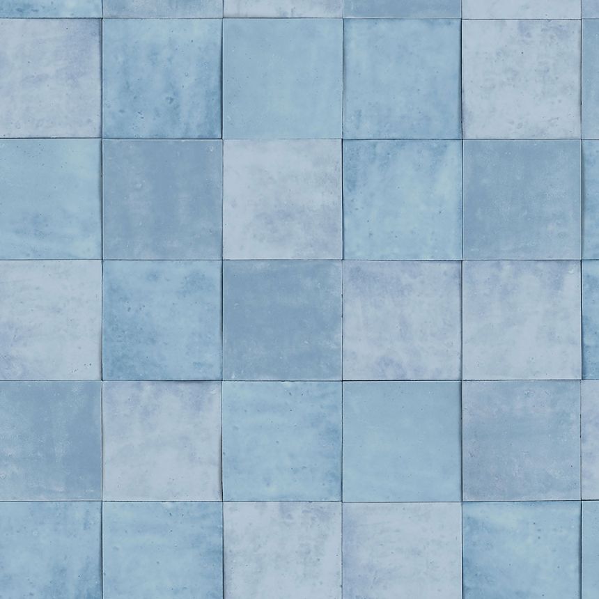 Modrá geometrická vliesová tapeta s vinylovým povrchem 45715 Zellige, Marburg